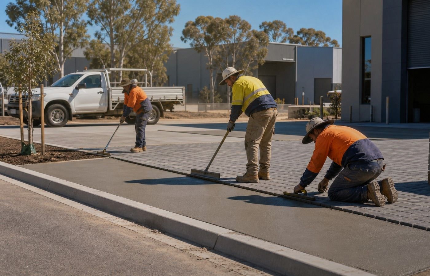 Commercial driveway restoration revealing a fresh surface at a Perth property