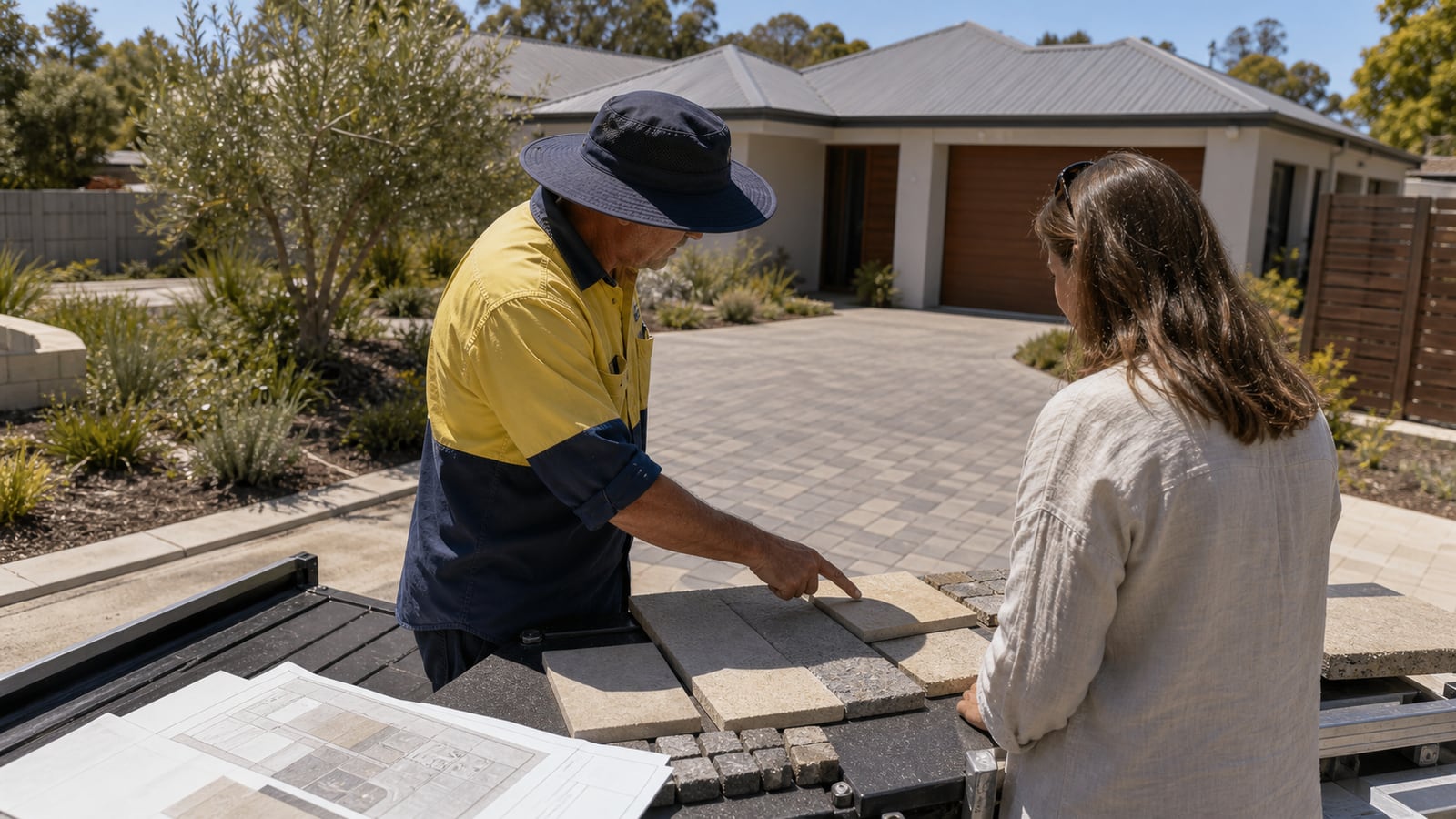 Kerbing worksite detail in a Western Australian setting