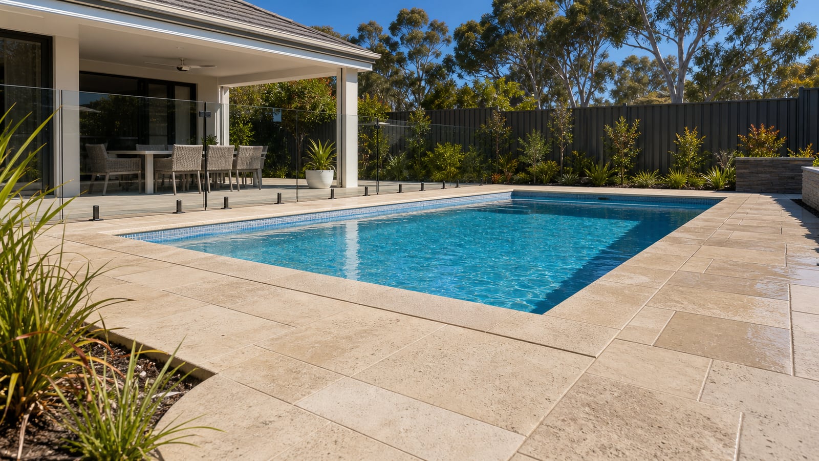 Pool Paving benefits shown on a Perth outdoor works project